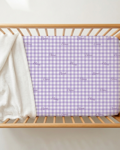 Personalized Crib Sheet in Lilac Gingham