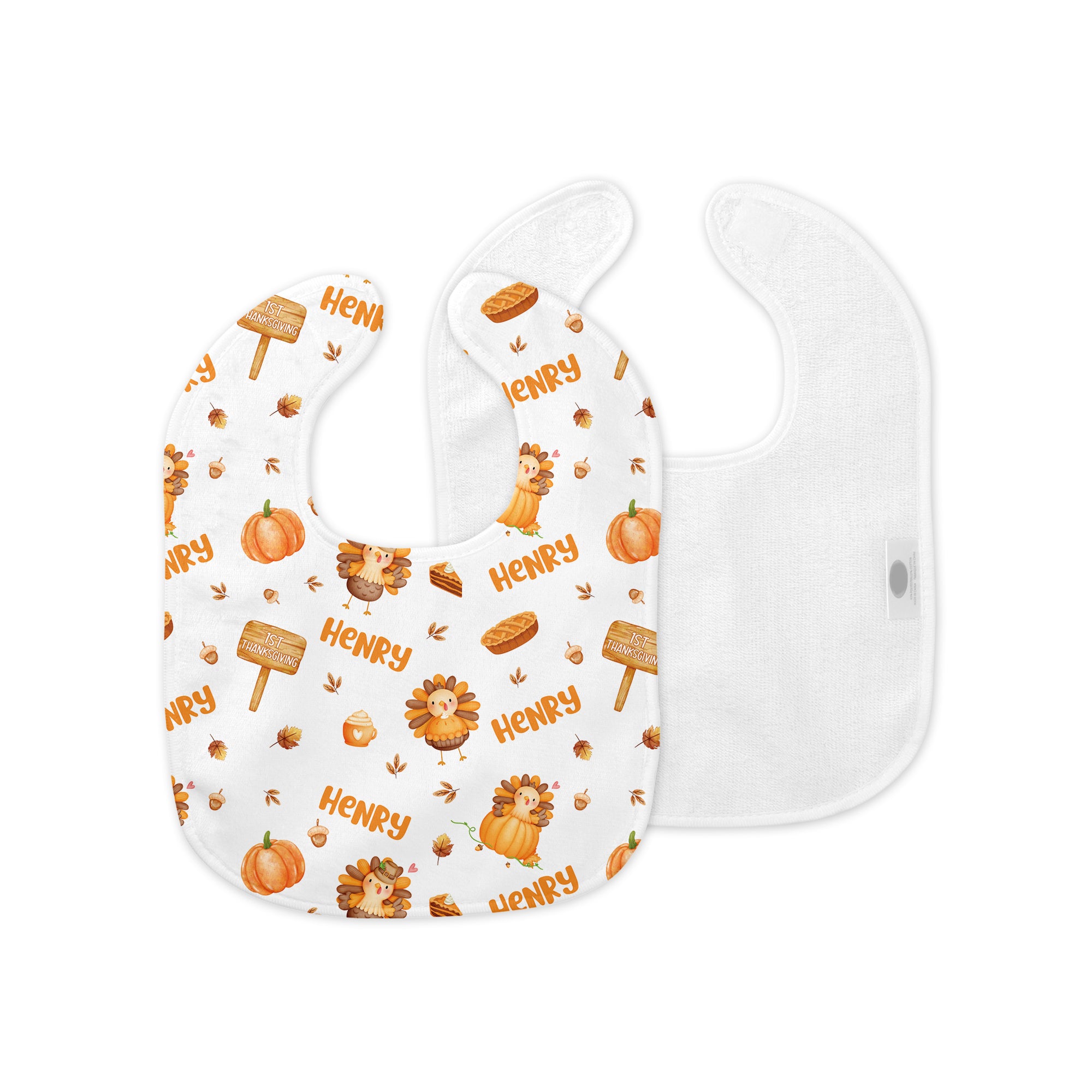 Personalized Bib and Burp Cloth Set in Babe's 1st Thanks Giving
