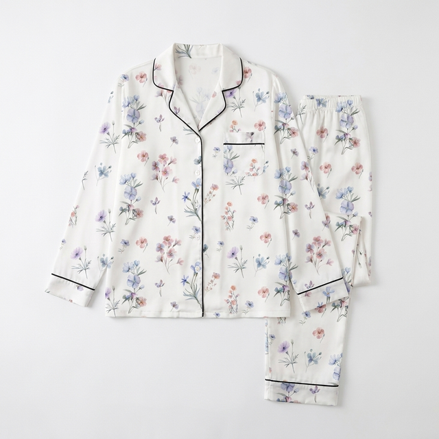 Long-sleeved Kid's Pajama Set in Pretty Wildflower