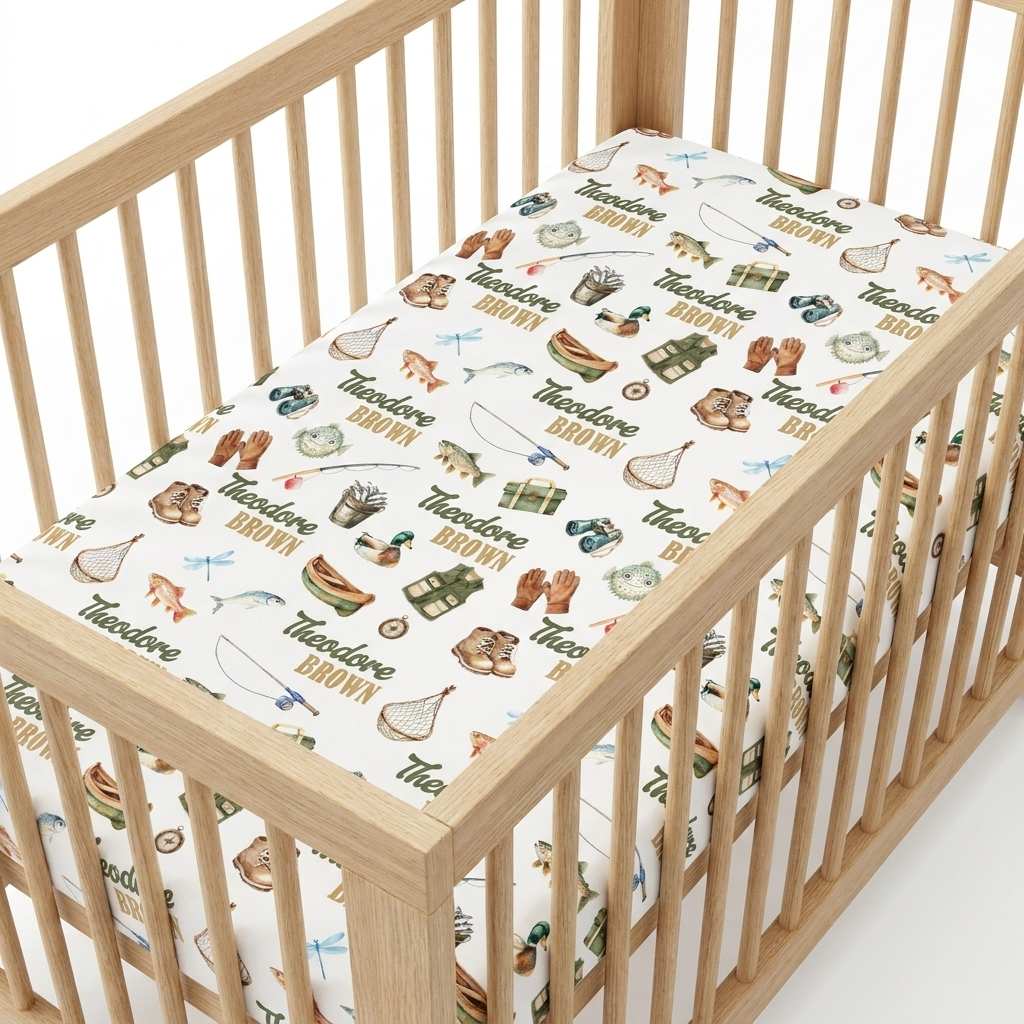 Personalized Crib Sheet in Fishing Buddy