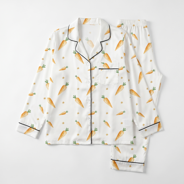 Long-sleeved Women's Pajama Set in Carrot