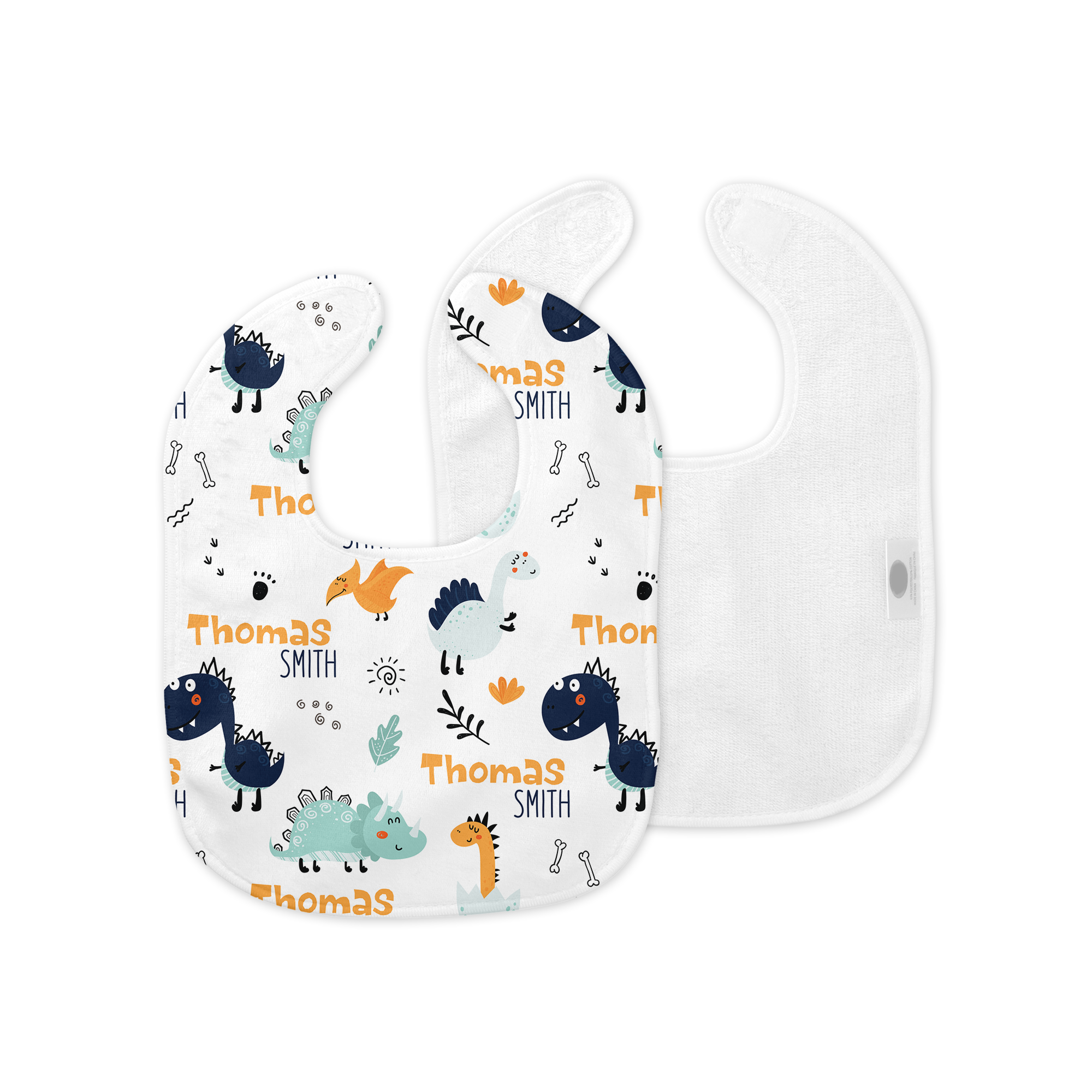 Personalized Bib and Burp Cloth Set in Cute Dinosaur