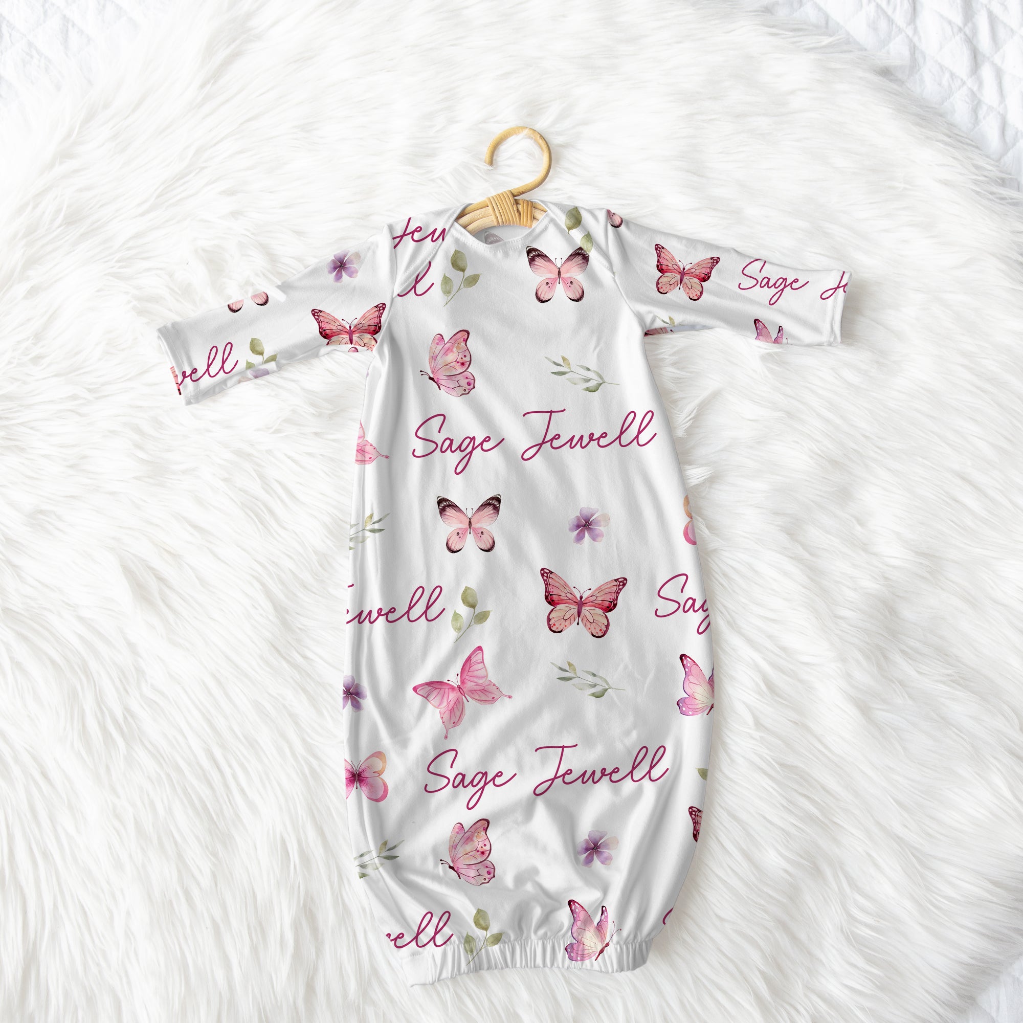 Personalized Sleep Gown in Pink Butterfly