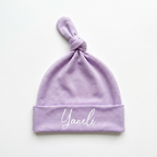 Personalized Knotted Hat in Lavender