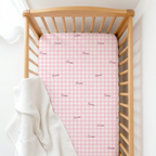 Personalized Crib Sheet in Cherry Blossom Gingham