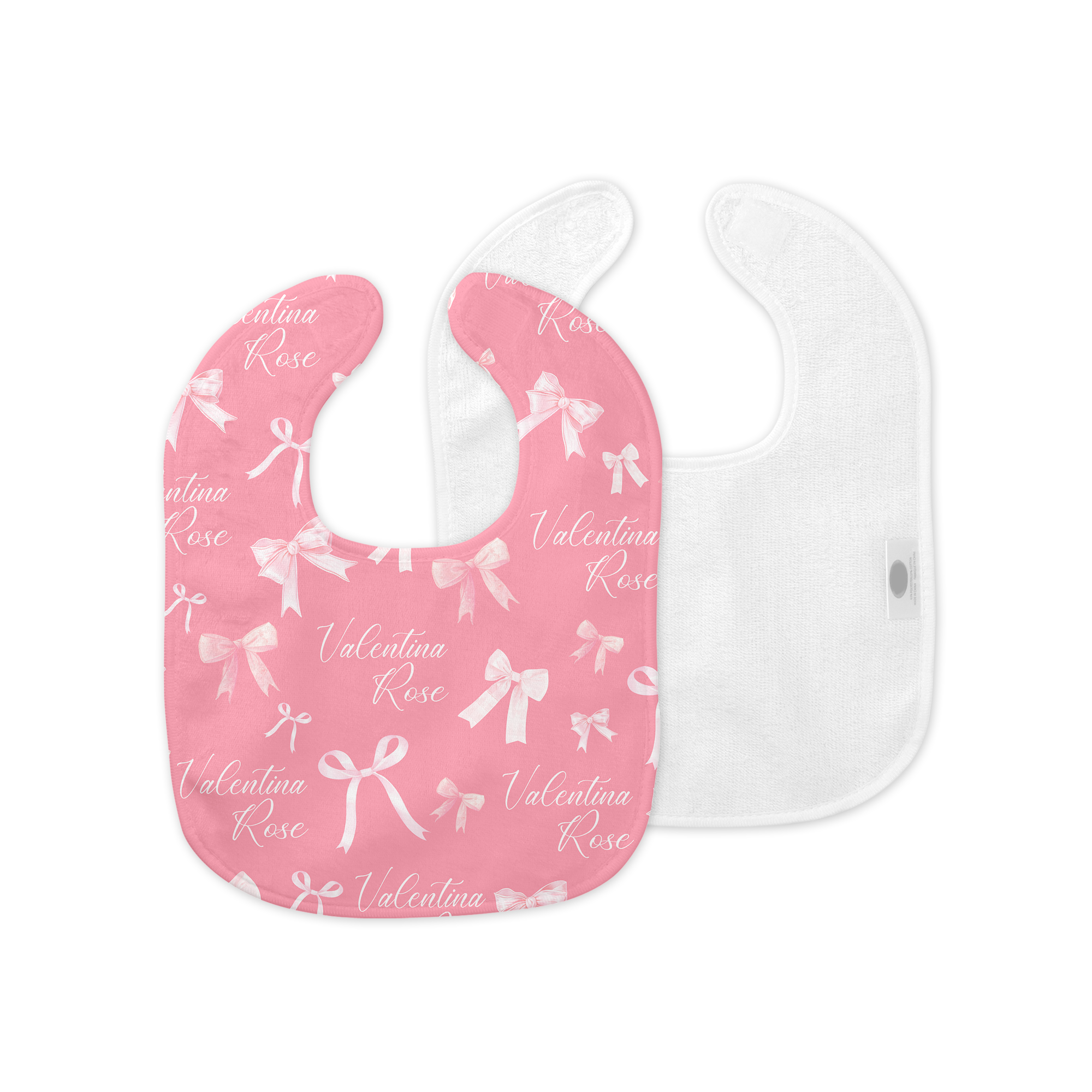 Personalized Bib and Burp Cloth Set in Pink Coquette Bow