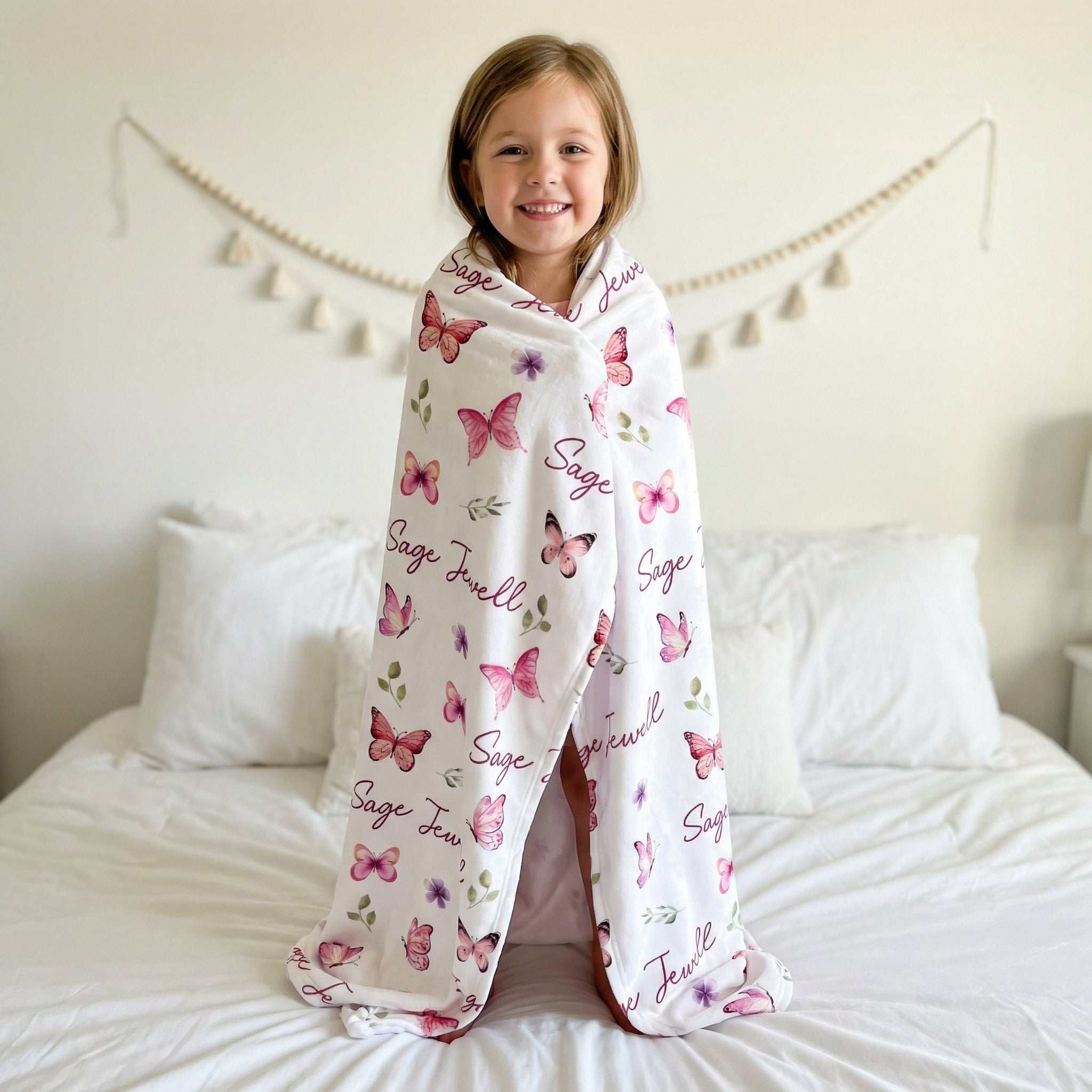 Personalized Blanket in Pink Butterfly