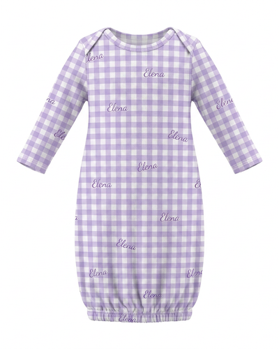 Personalized Sleep Gown in Lilac Gingham