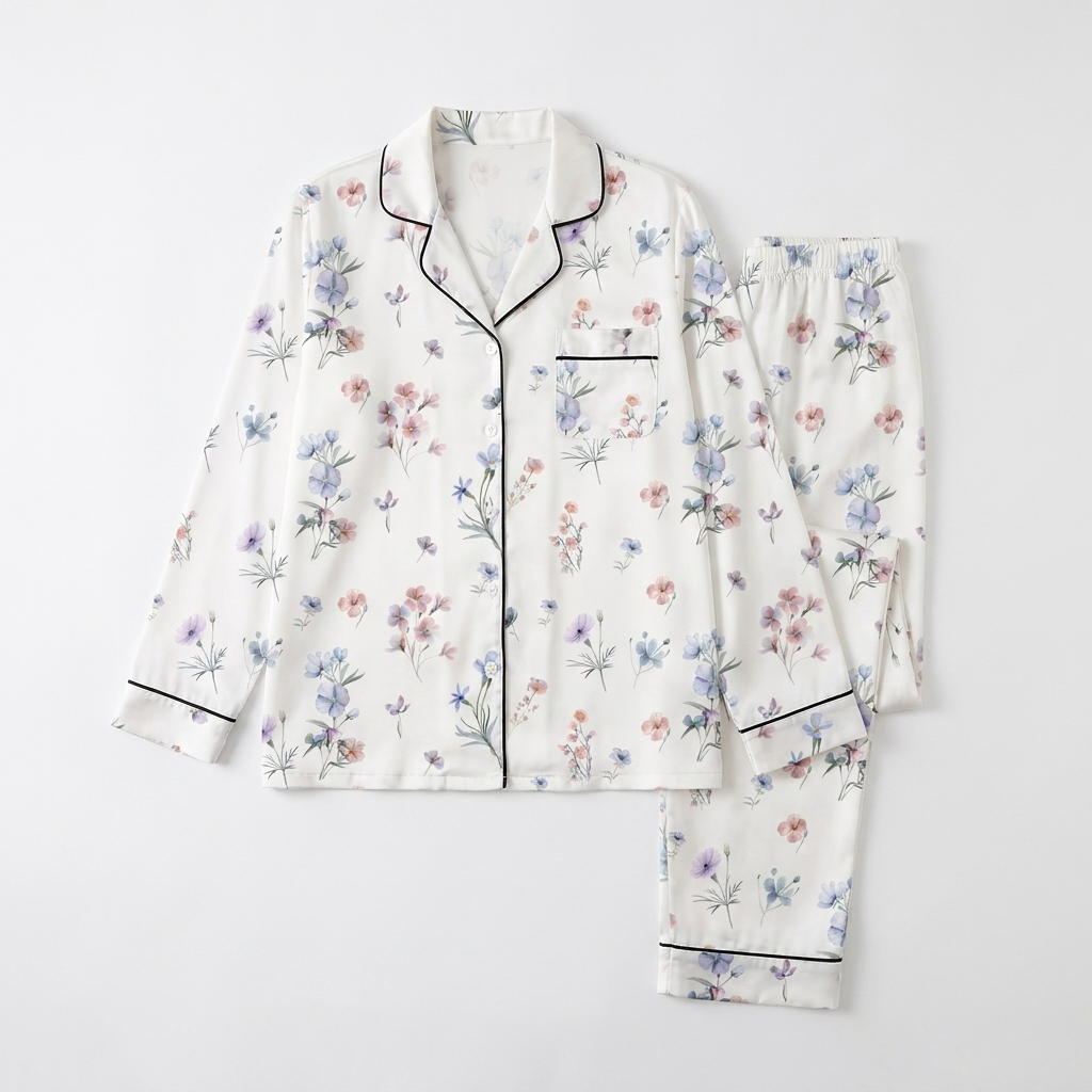 Long-Sleeved Women's Pajama Set in Pretty Wildflower