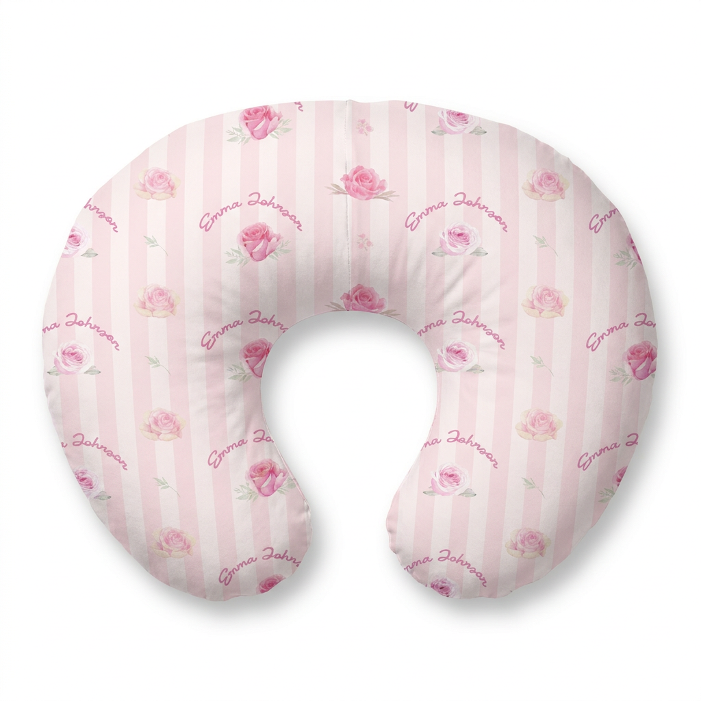 Personalized Nursing Pillow Cover in Rosy