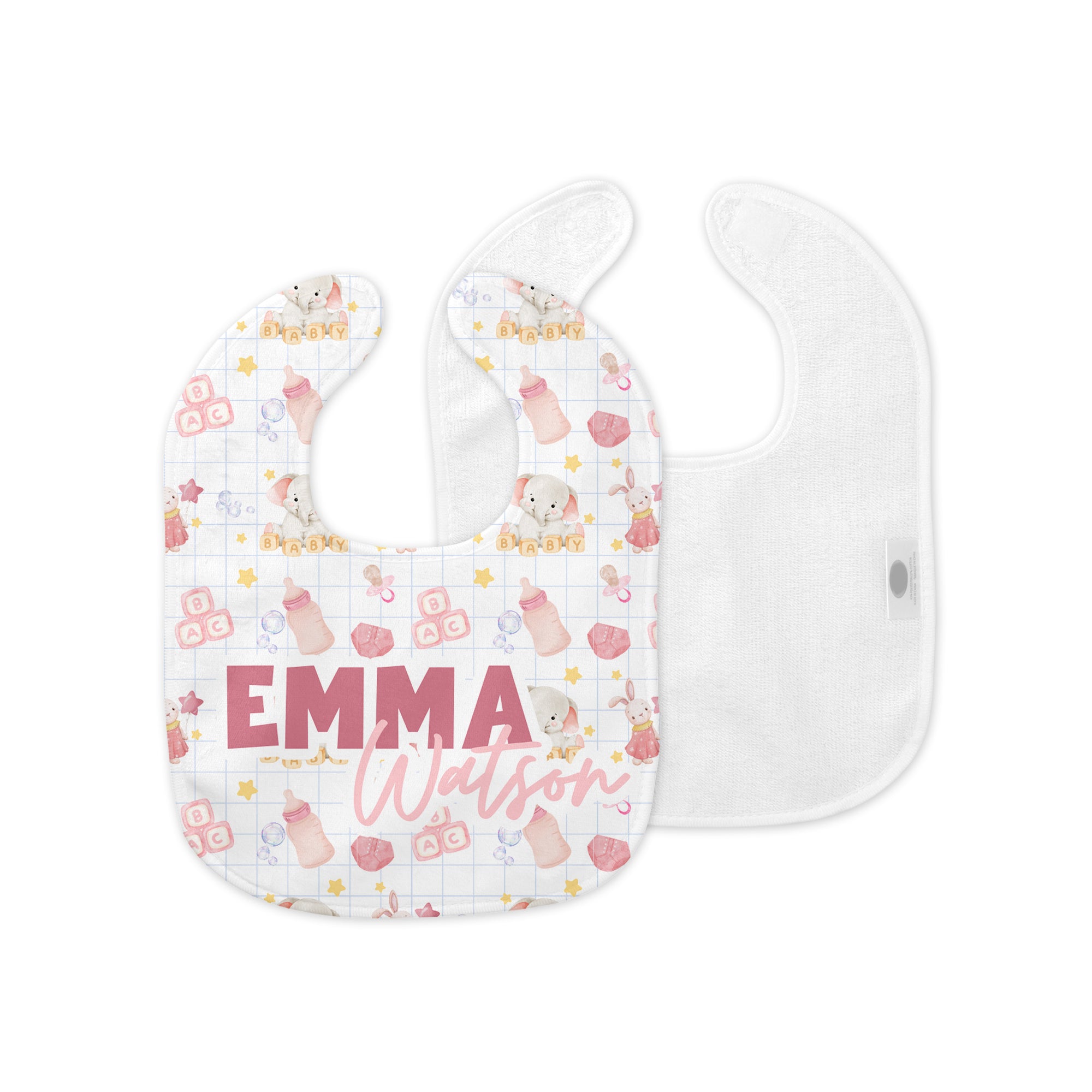 Personalized Bib and Burp Cloth Set in Pink Milk Drunk