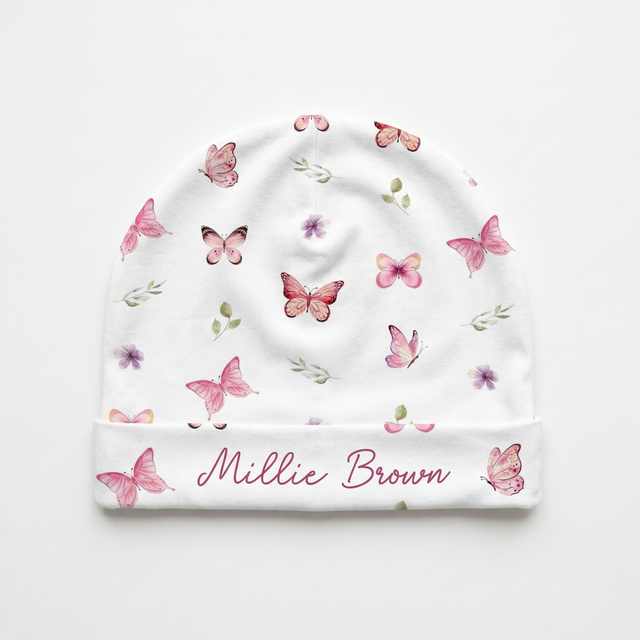 Personalized Beanie in Pink Butterfly