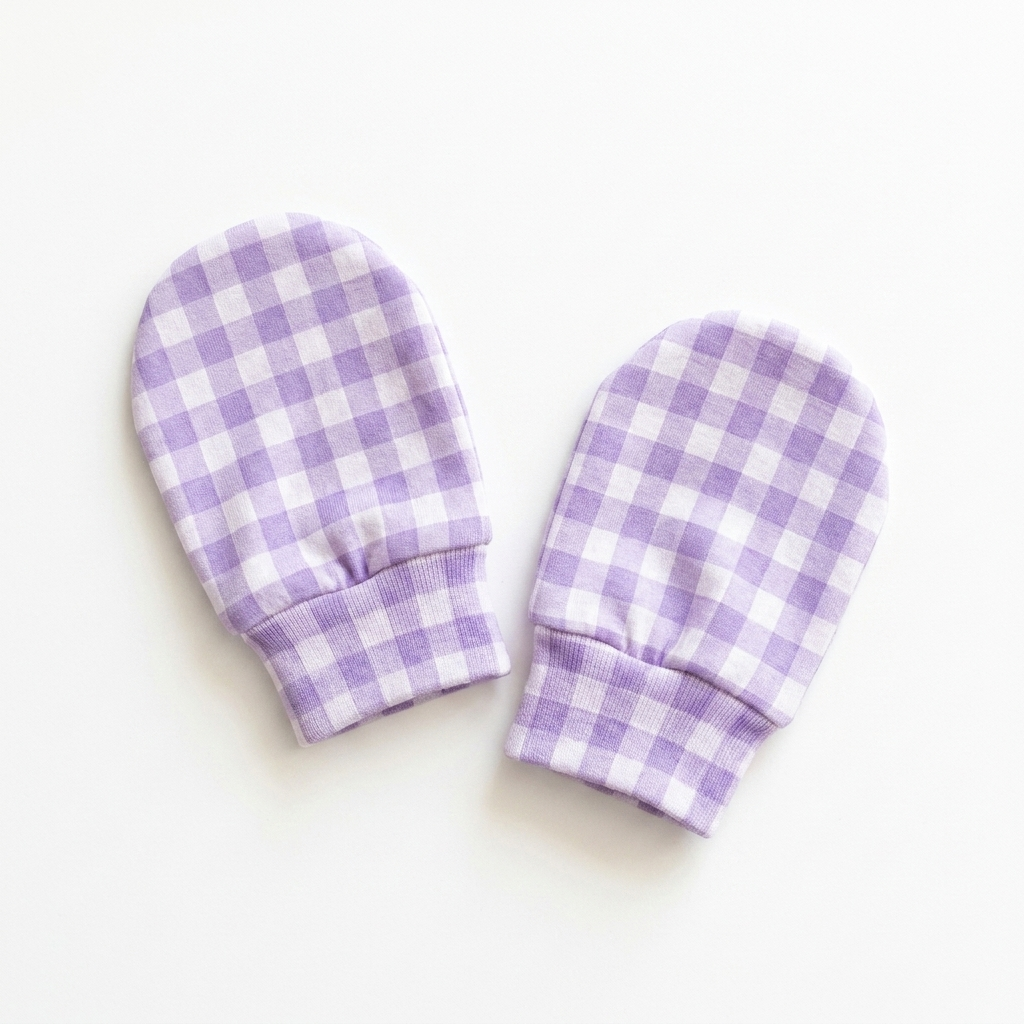 Mittens in Lilac Gingham