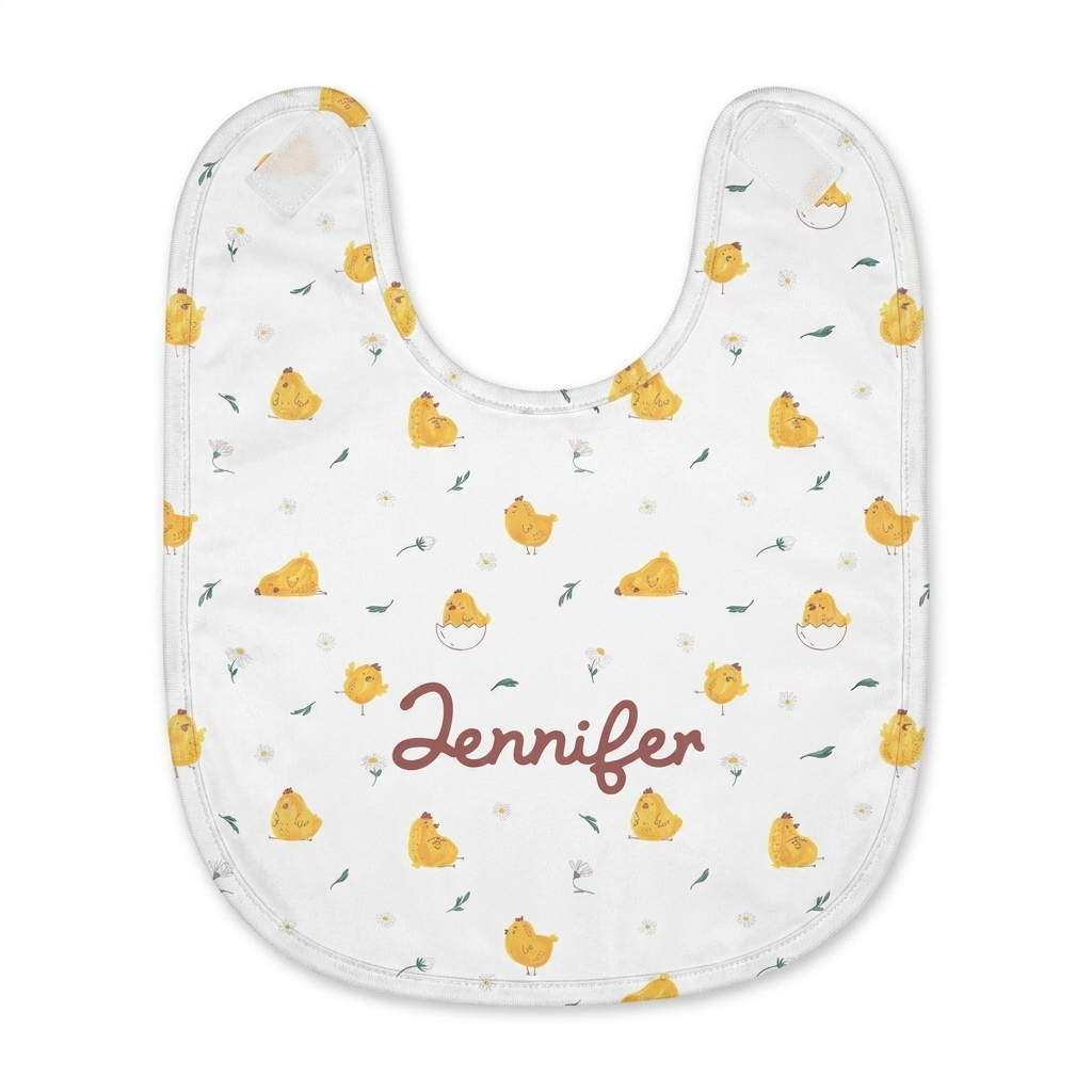 Personalized Bib and Burp Cloths in Little Chick