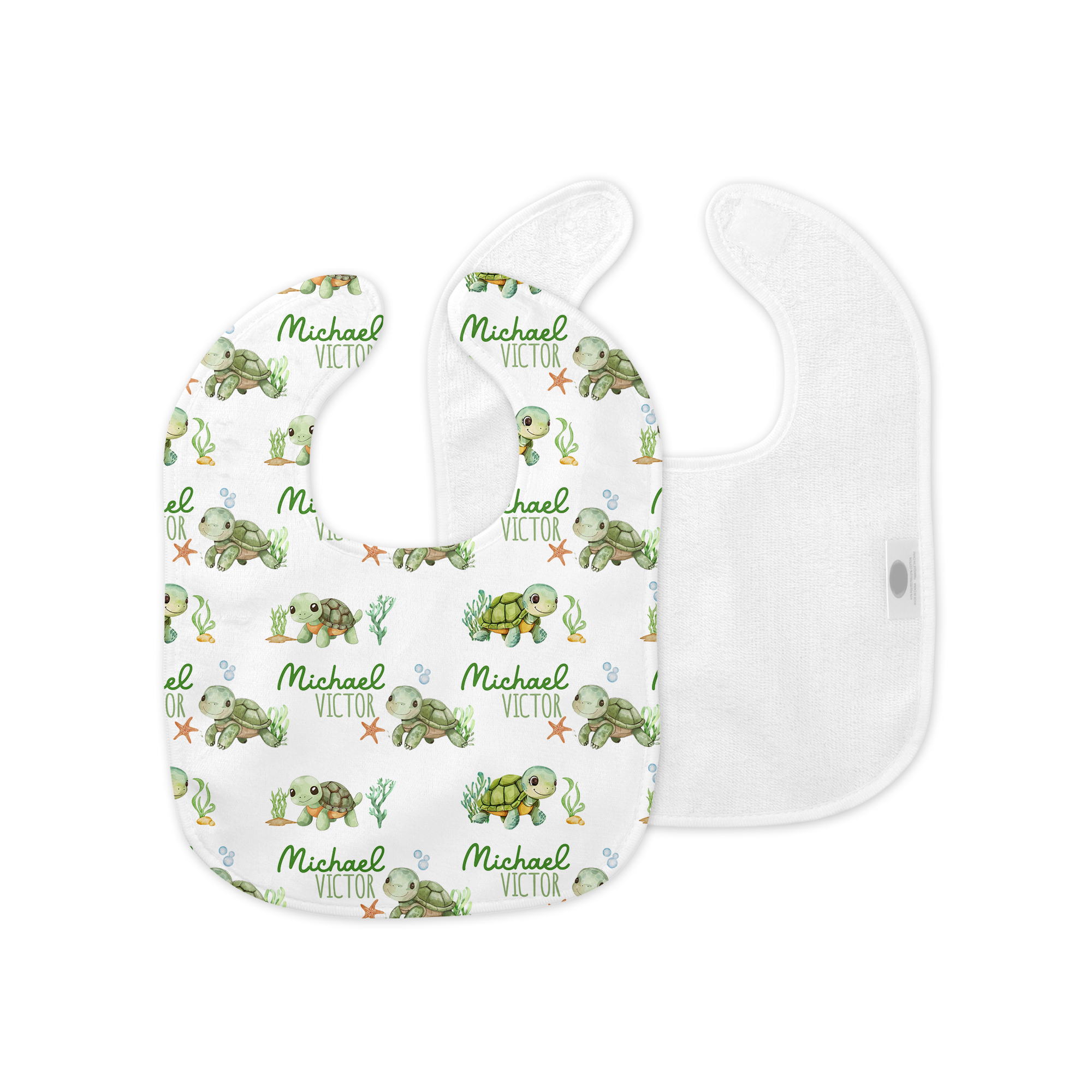 Personalized Bib and Burp Cloth Set in Sea Turtle