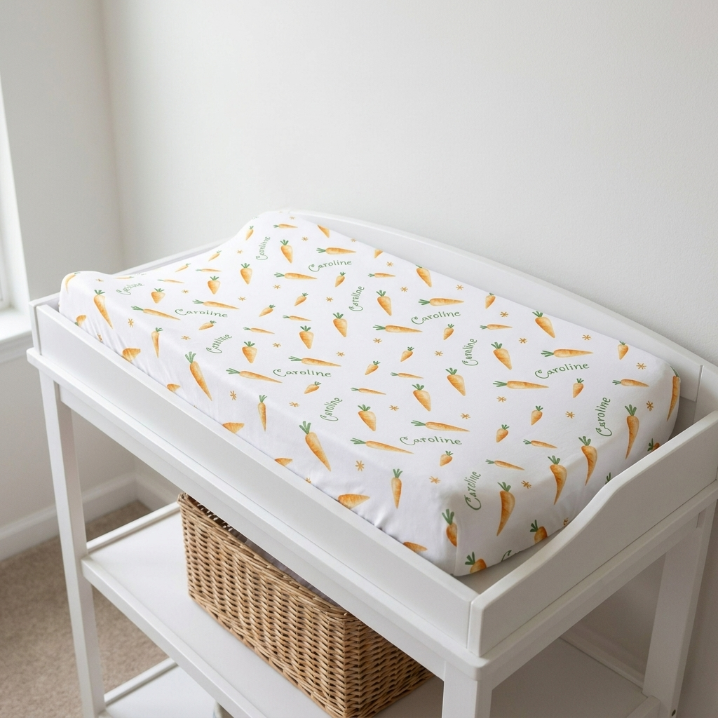 Personalized Changing Pad Cover in Carrot
