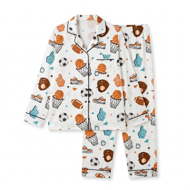 Long-Sleeved Women's Pajama Set in Half Time