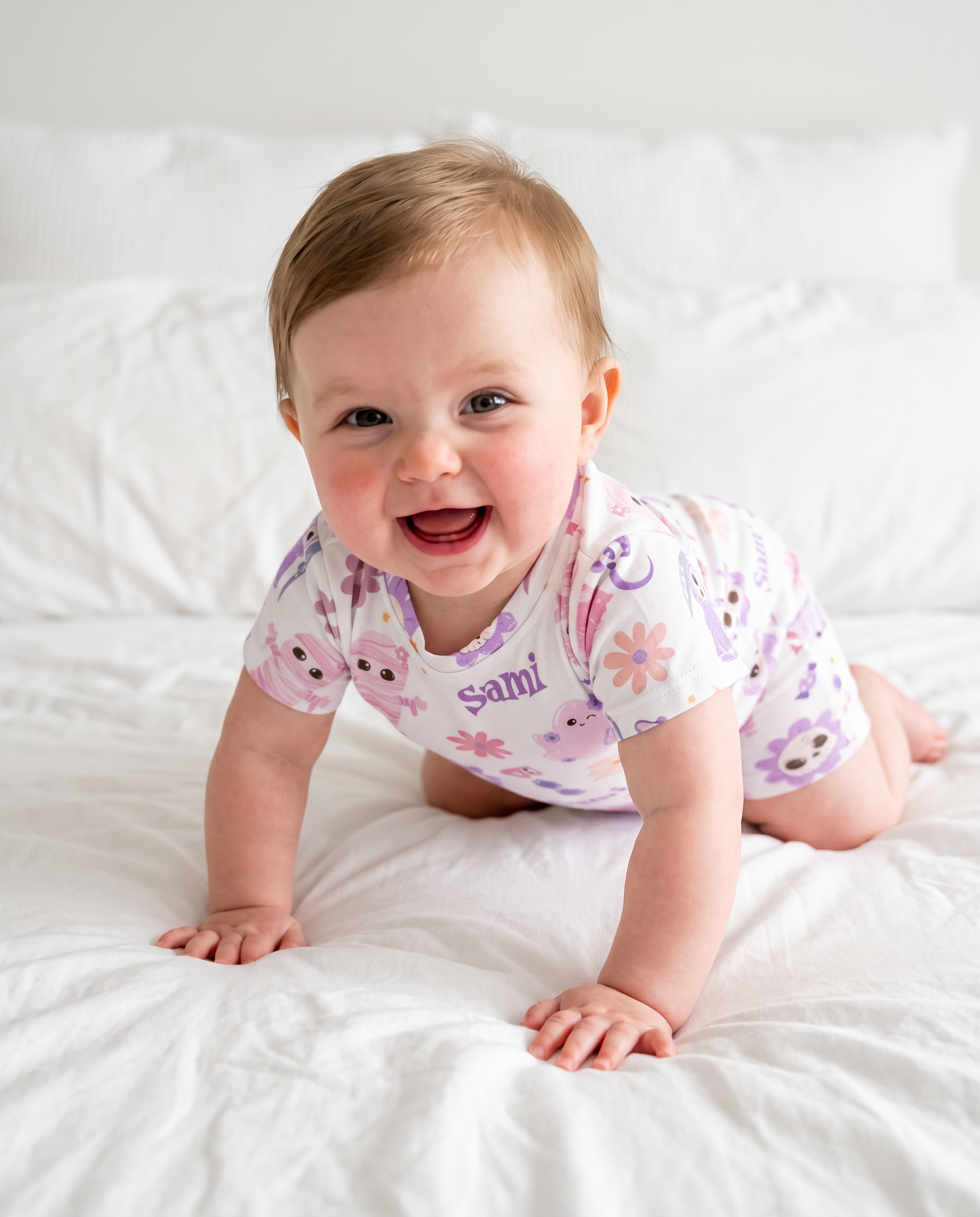 Personalized Snap Romper in Blush Boo