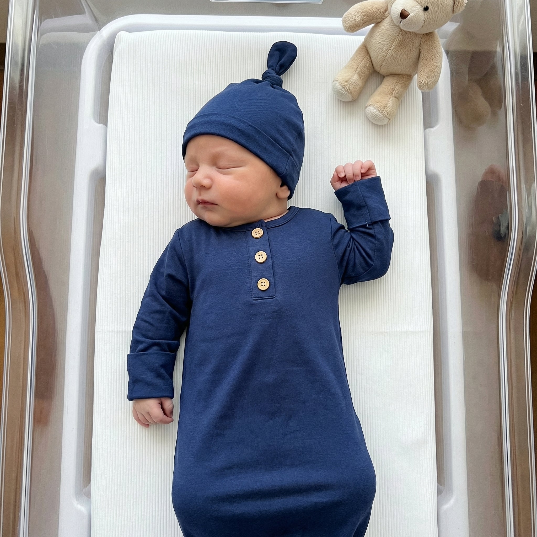 Knotted Gown with Hat in Midnight Blue