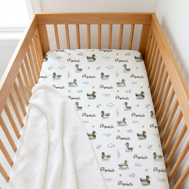 Personalized Crib Sheet in Mallard