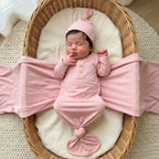 Knotted Gown with Hat in Pastel Pink