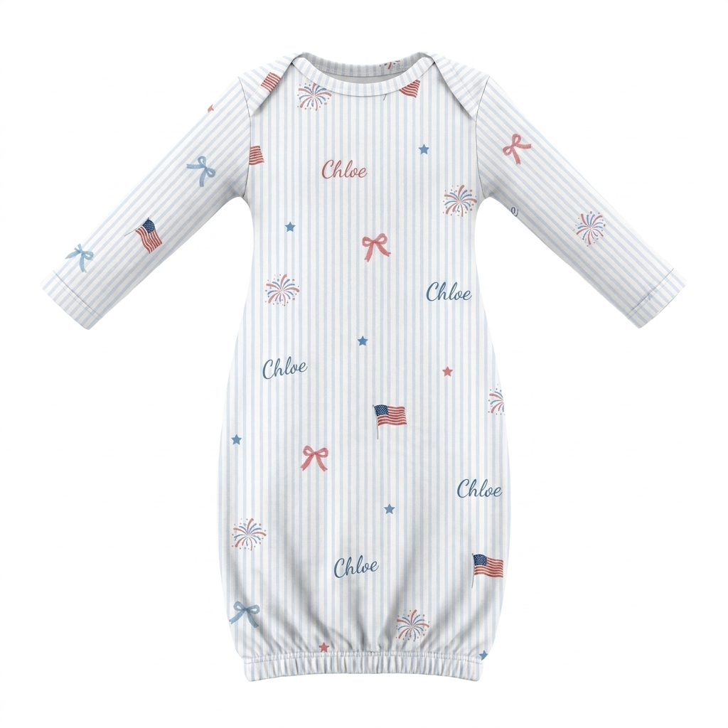 Personalized Sleep Gown in Patriotic