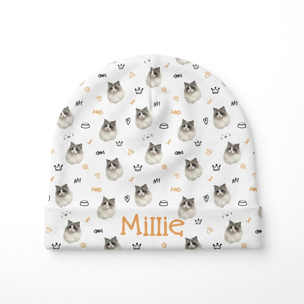 Personalized Beanie in Kitty Portrait
