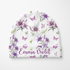 Personalized Beanie in Purple Lilys