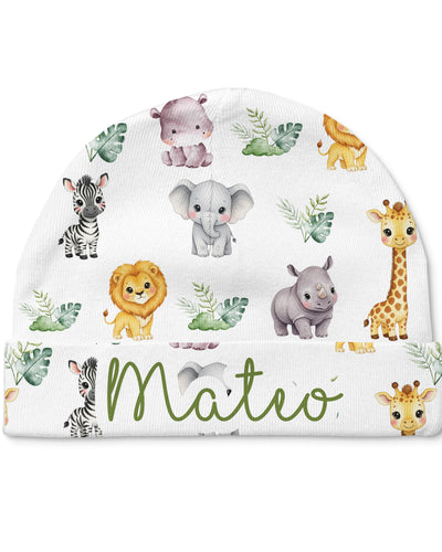 Personalized Beanie in Safari Animal