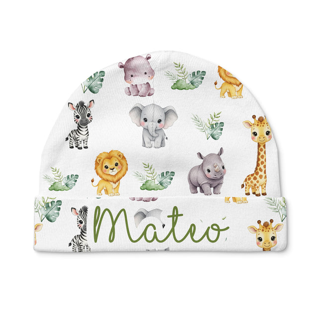 Personalized Beanie in Safari Animal