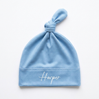 Personalized Knotted Hat in Morning Blue