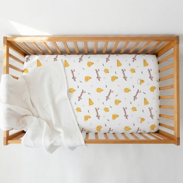Personalized Crib Sheet in Little Chick