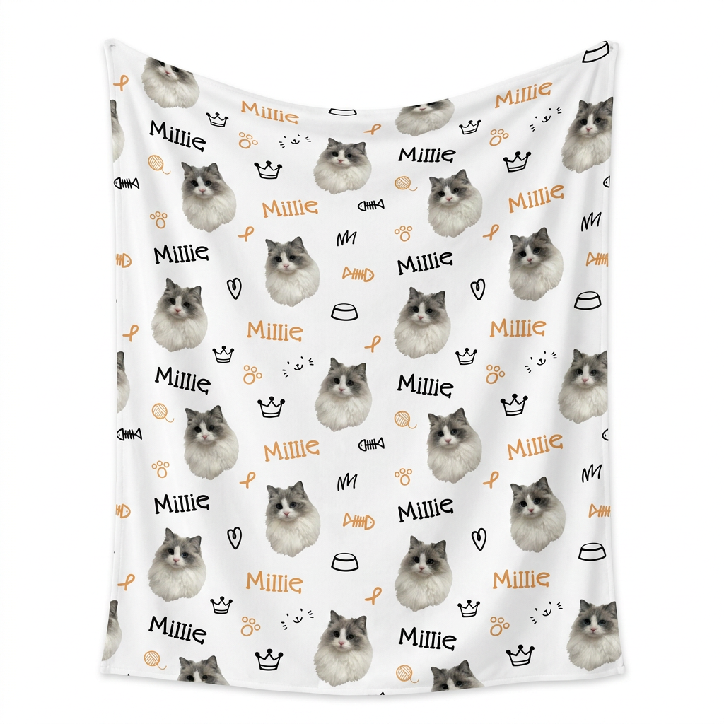Personalized Swaddle in Kitty Portrait