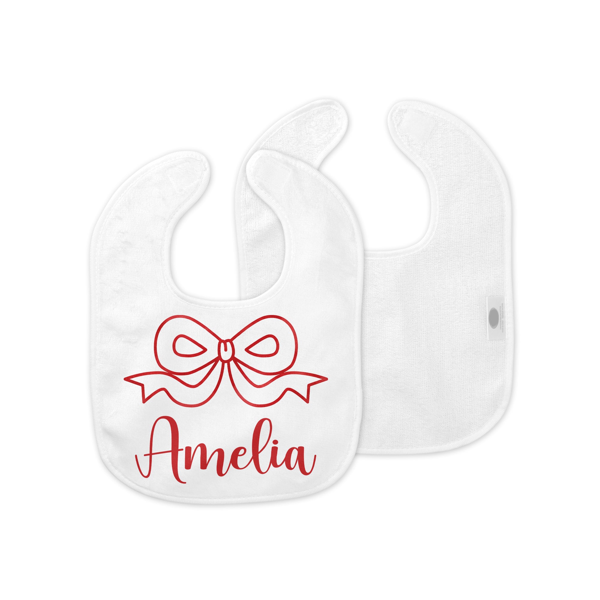 Personalized Bib in Coquette Ribbon