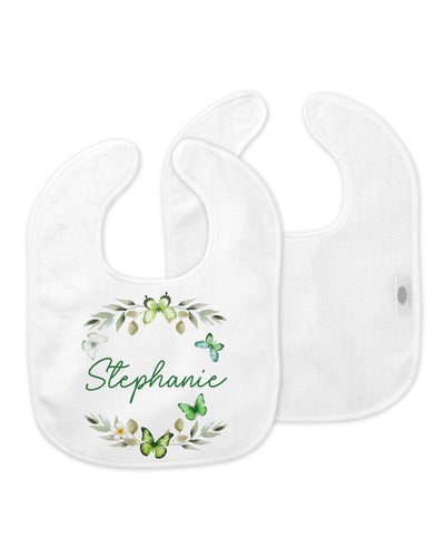 Personalized Bib in Green Butterfly
