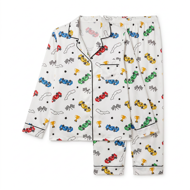 Long-Sleeved Women's Pajama Set in Pit Crew