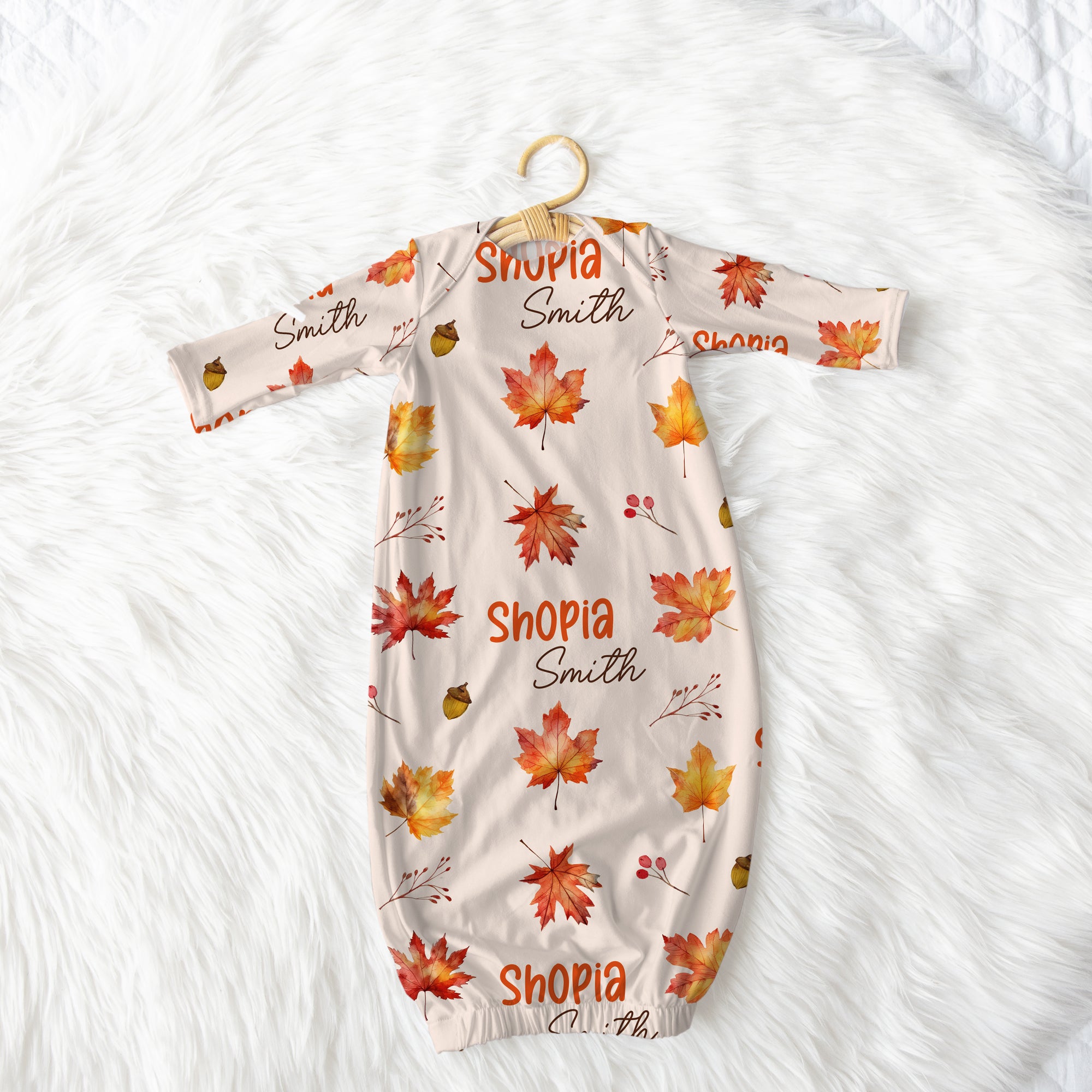 Personalized Sleep Gown in Autumn Leaves