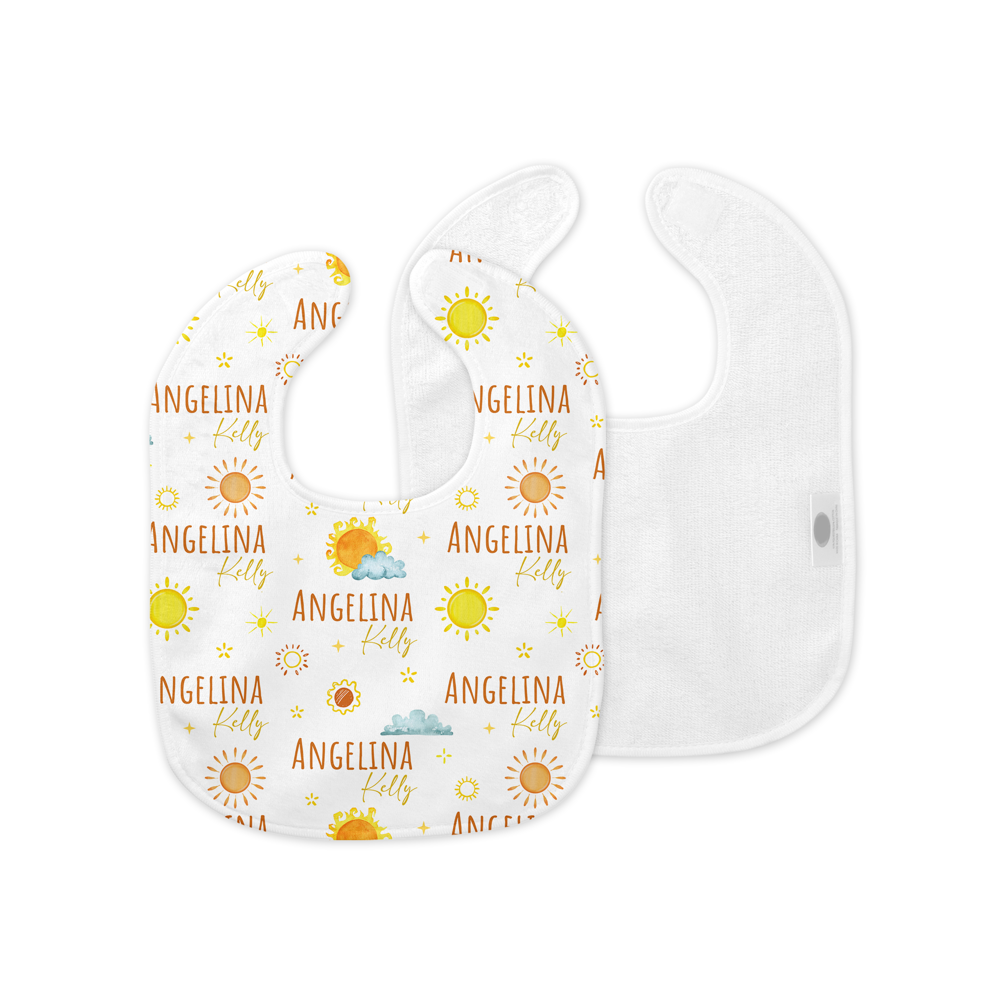 Personalized Bib and Burp Cloth Set in Sunshine