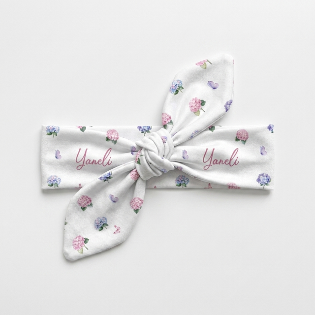 Personalized Knotted Headband in Purple Hydrangea