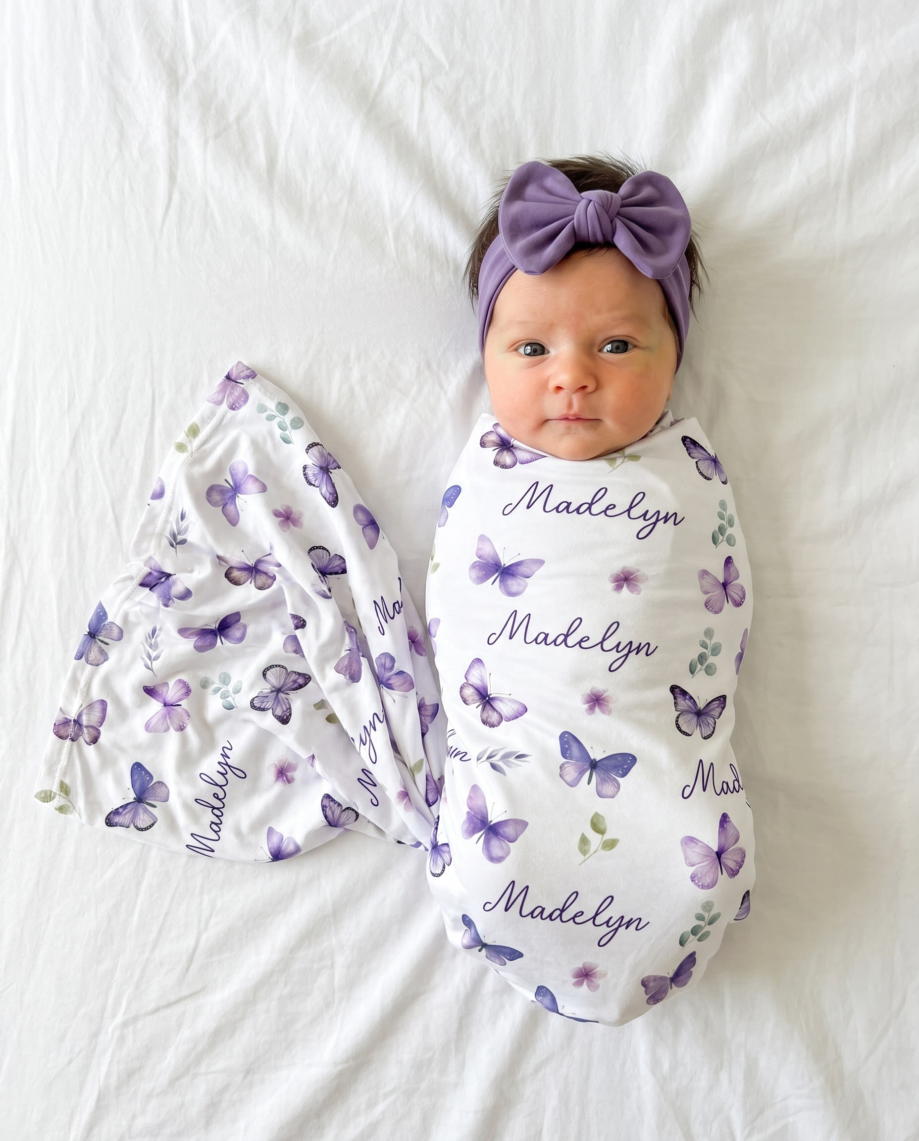 Personalized Swaddle in Purple Butterfly