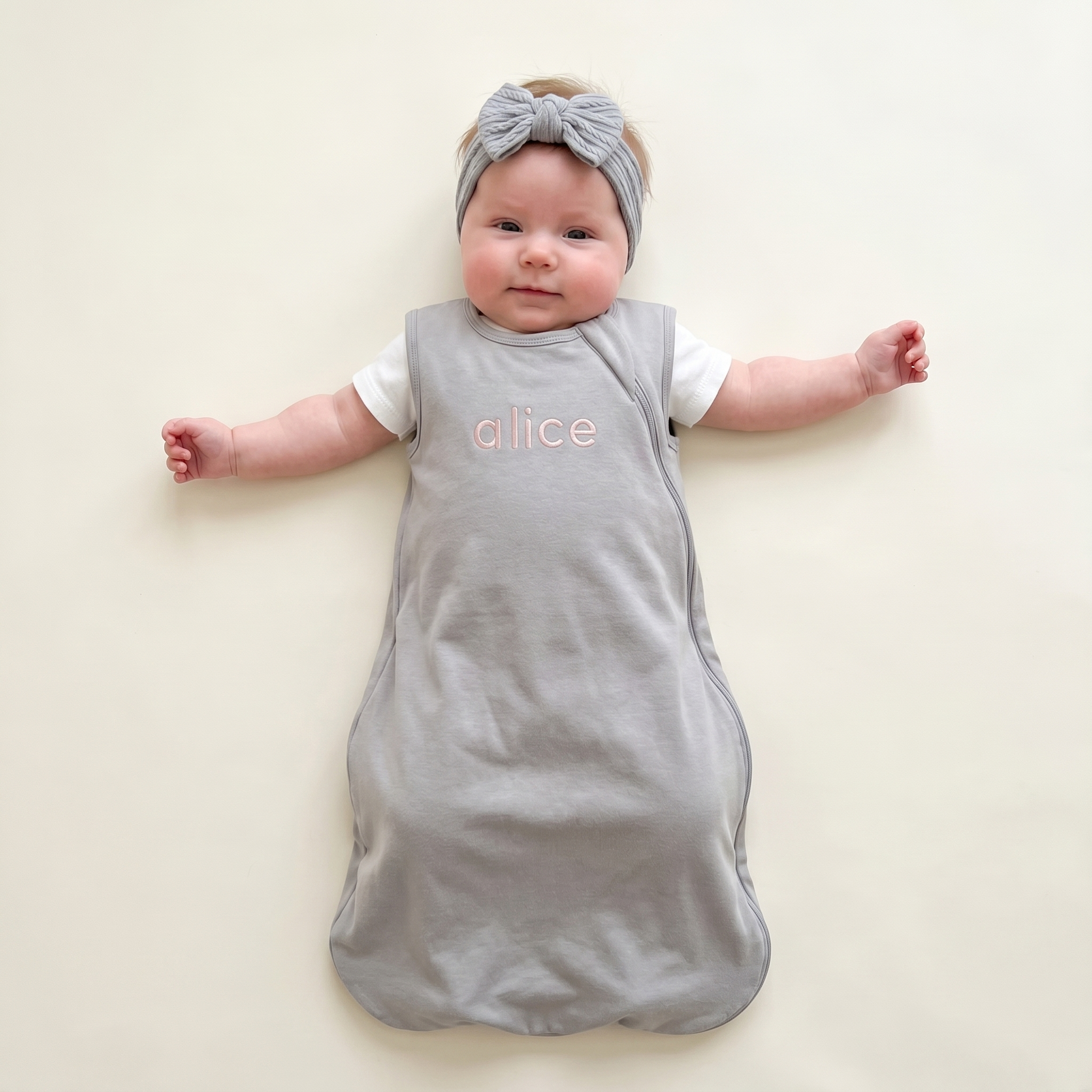 Soft Knit Bow Headband in Light Gray