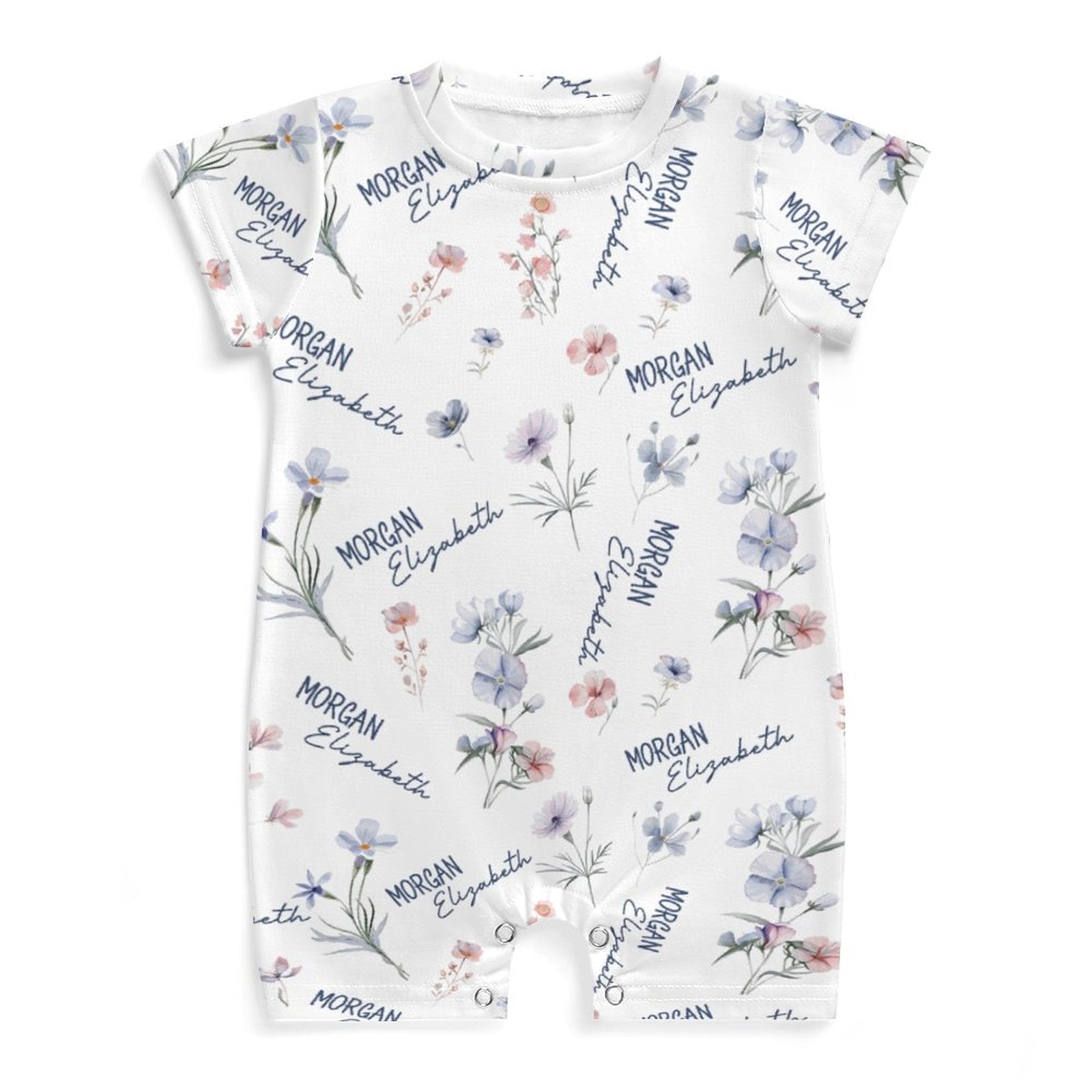 Personalized Snap Romper in Pretty Wildflower