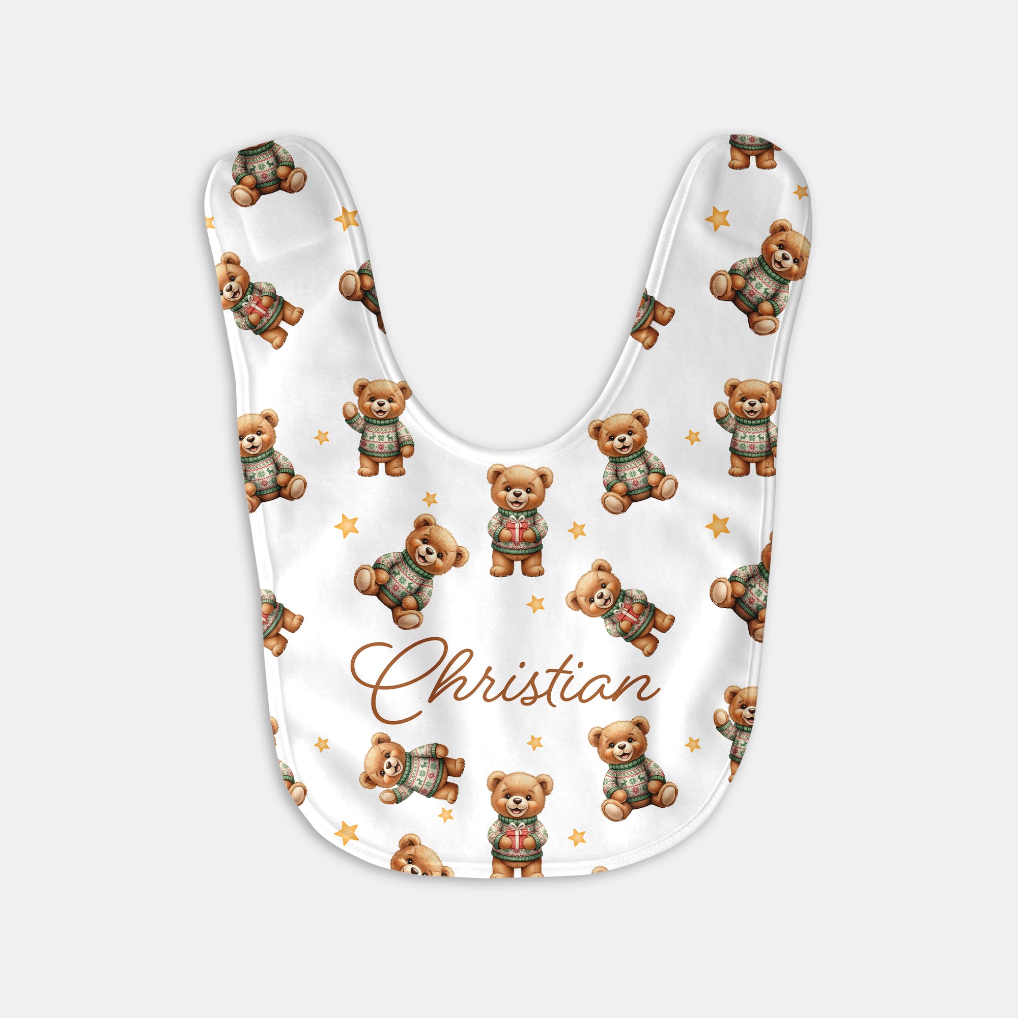 Personalized Bib and Burp Cloth Set in Cozy Bear