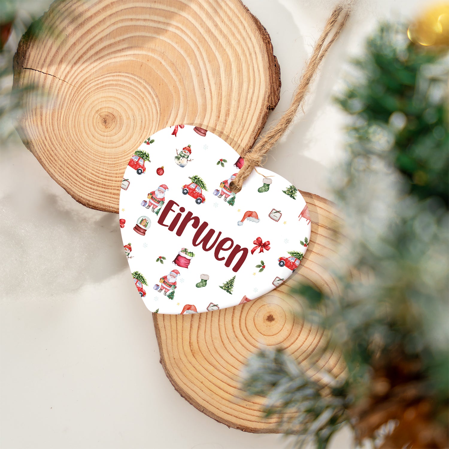 Personalized Ceramic Ornament in Christmas Day