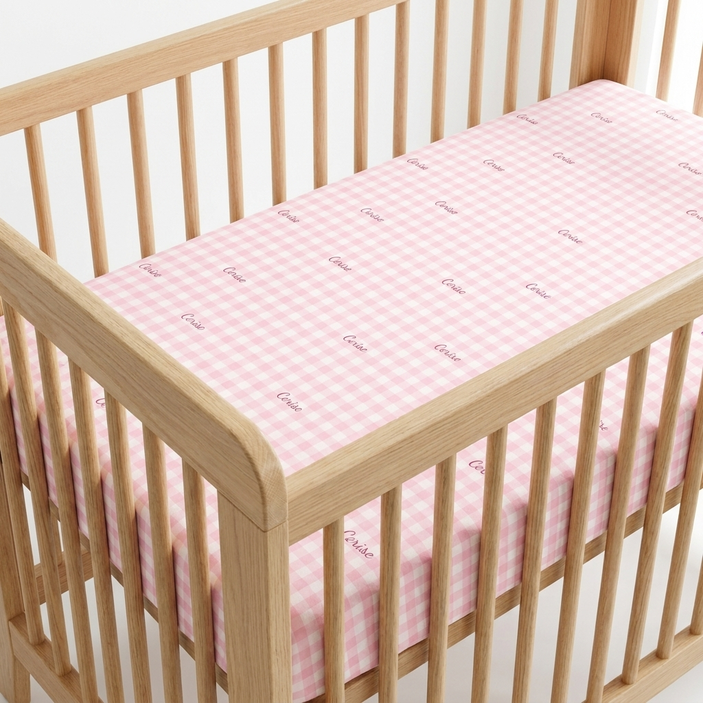 Personalized Crib Sheet in Cherry Blossom Gingham