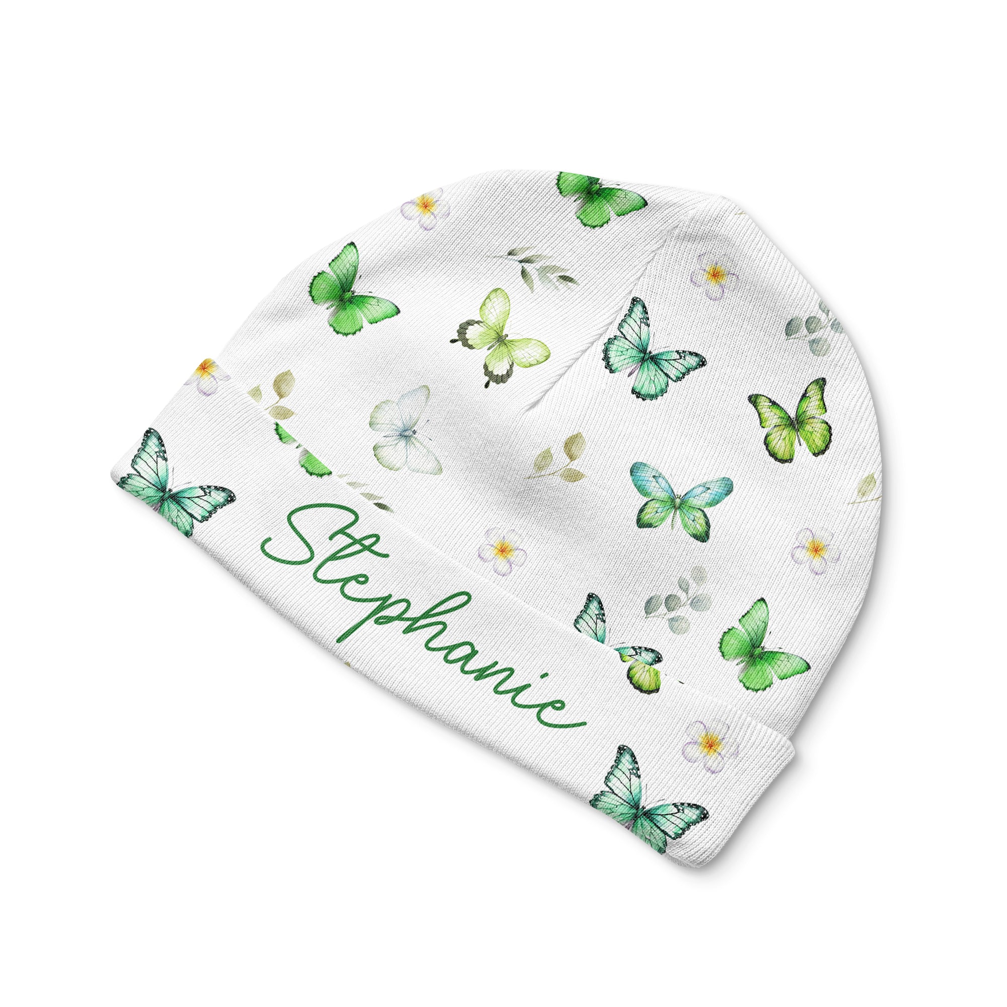 Personalized Beanie in Green Butterfly