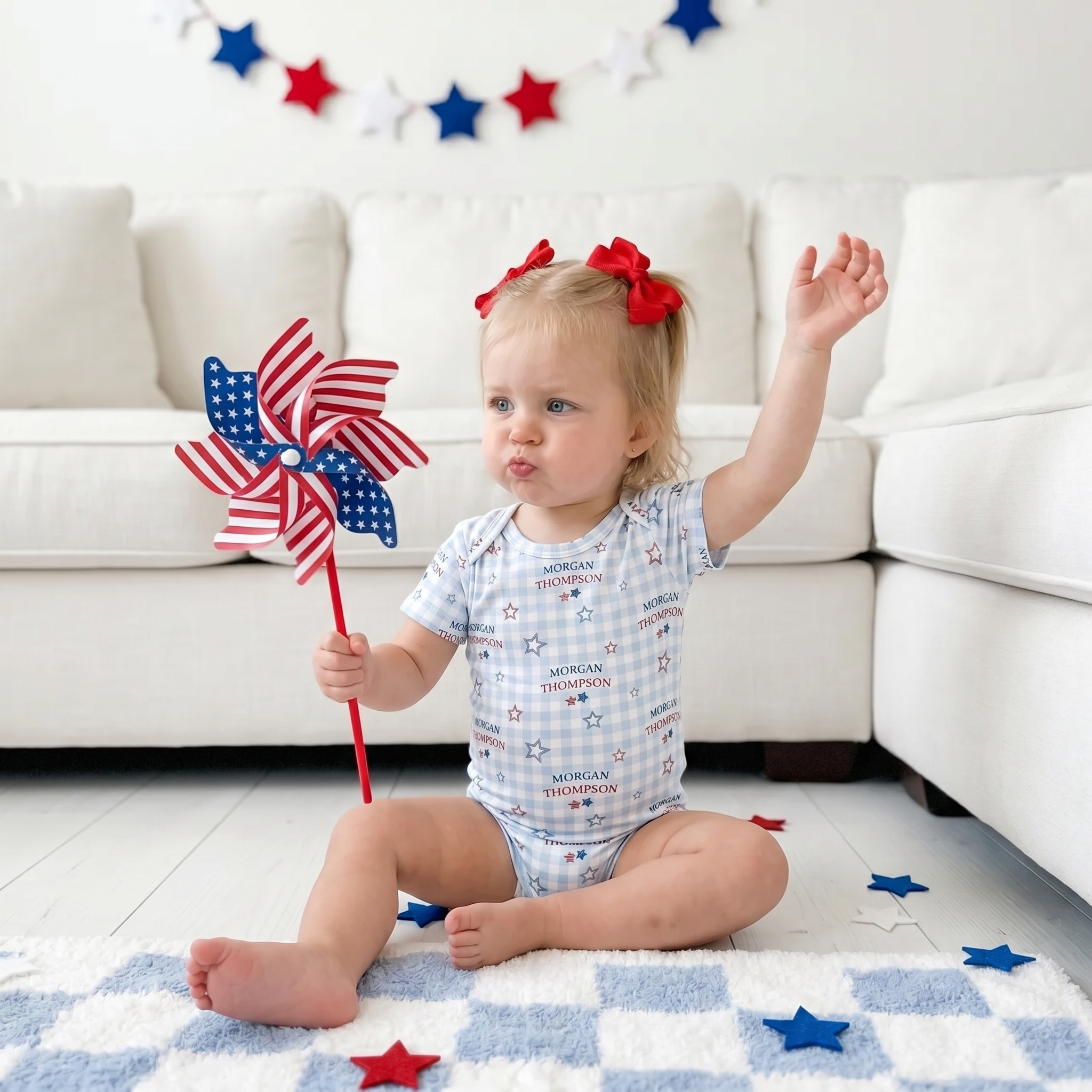 Personalized Bodysuit in Star-Spangled Sky