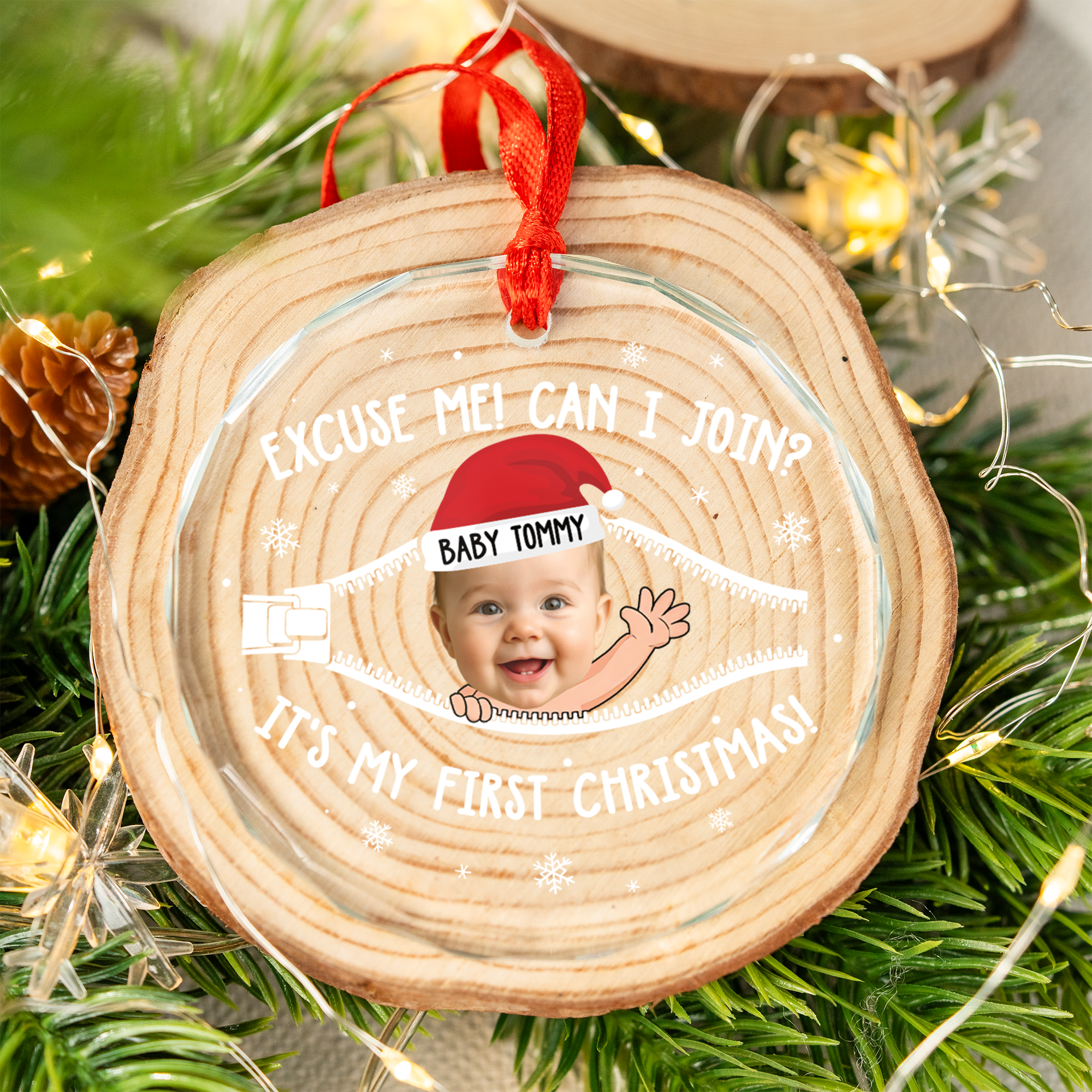 Can I Join My 1st Christmas Personalized Custom Glass Ornament