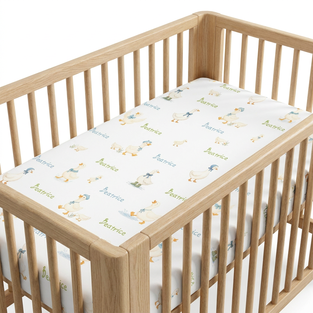 Personalized Crib Sheet in Silly Goose
