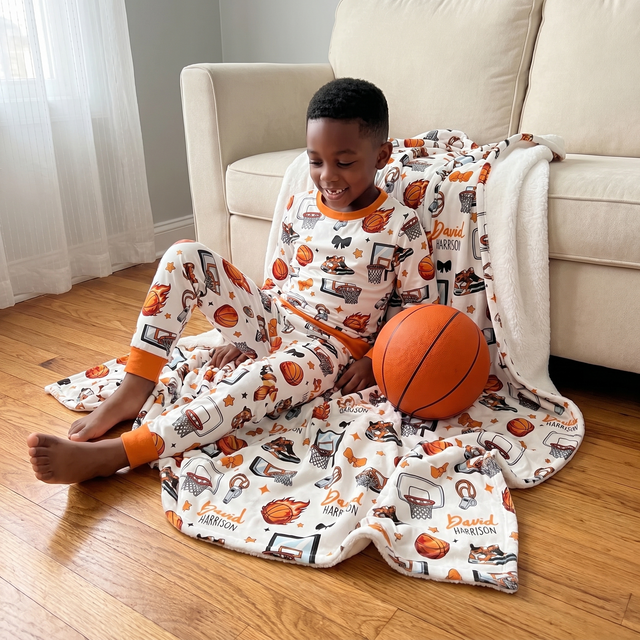 Personalized Baby Pajama Set in Basketball